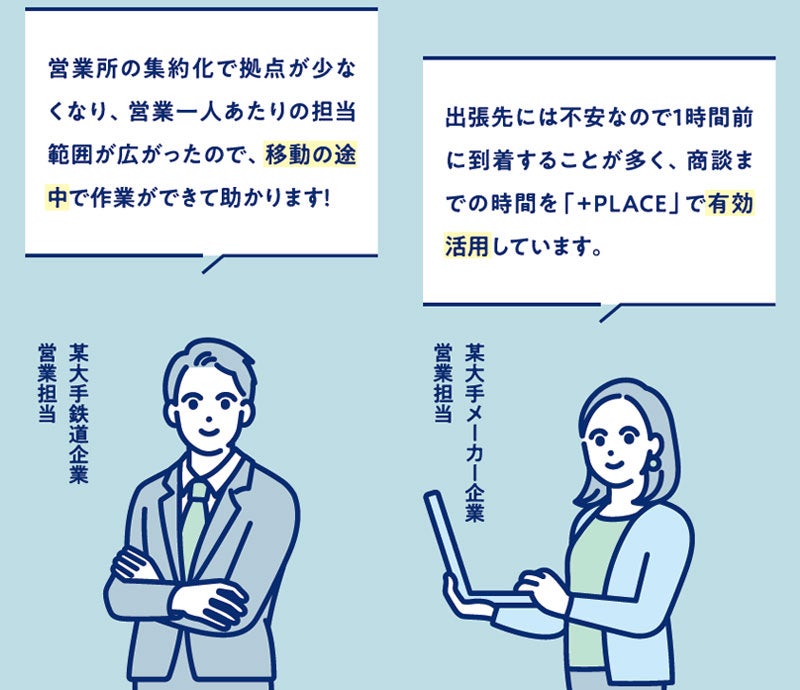営業所の集約化で拠点が少なくなり、営業一人あたりの担当範囲が広がったので、移動の途中で作業ができて助かります！